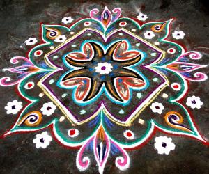 Rangoli: Rev's dotted padi kolam.